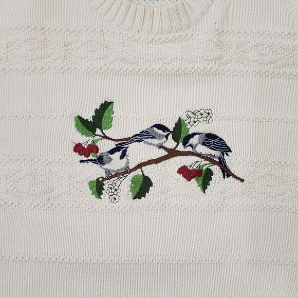 Cabelas Sweater Womens XL Chunky Knit Embroidered With Birds Vintage 90's - Picture 11 of 12